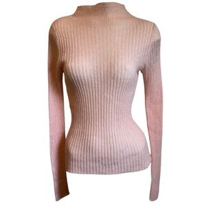 Rag and Bone Pink Ribbed Women Mohair Sweater size S/P Long Sleeve Lightweight